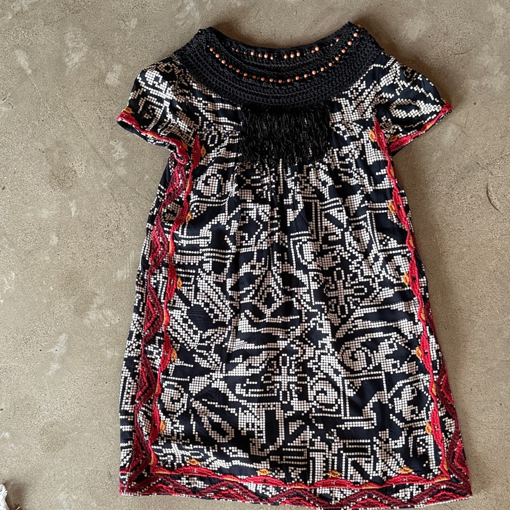 Floreat Black and Red Patterned Mini Dress